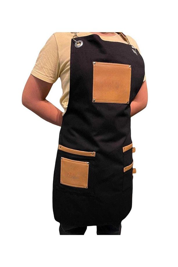 Yeni Sezon Trend Önlükler Deri Cep Detaylı Chef Garson Cafe Önlükleri - 3