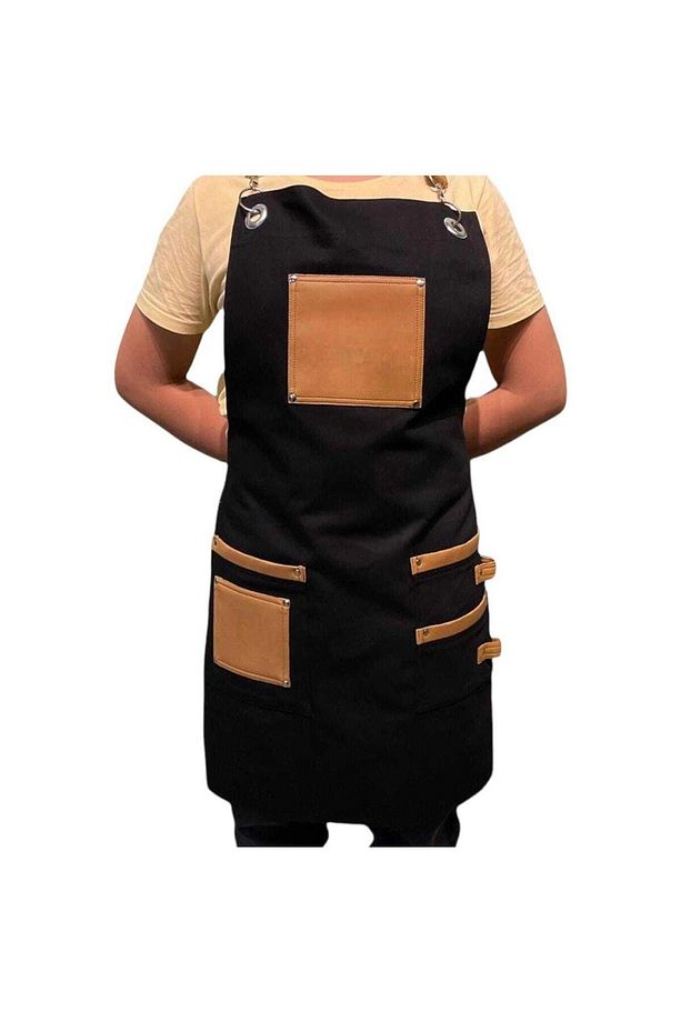 Yeni Sezon Trend Önlükler Deri Cep Detaylı Chef Garson Cafe Önlükleri - 1