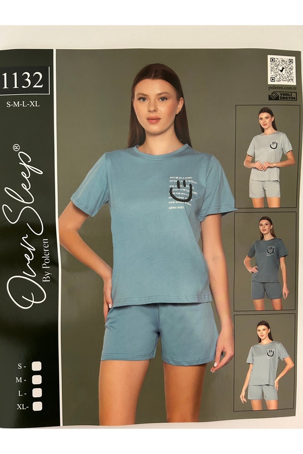 100% Combed Cotton Short Sleeve Women's Shorts Set