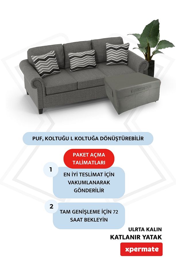 Ultra Kalın Katlanır Yatak Katlanabilir Sünger Yer Yatağı Tek Kişilik Misafir Yatağı 80x180x14 Gri - 6