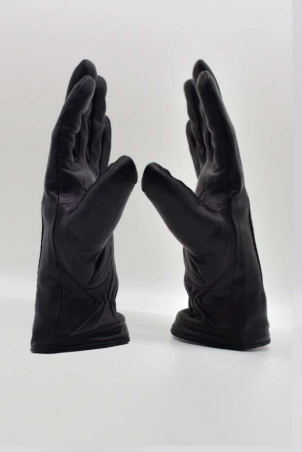 Men's Fleece Real Leather Gloves