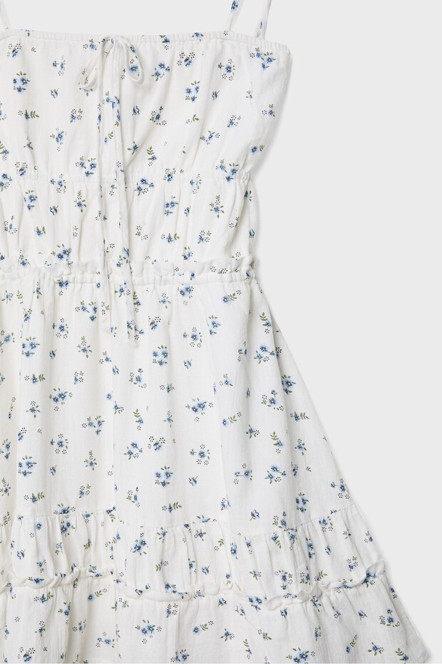 Desenli askılı elbise - 8