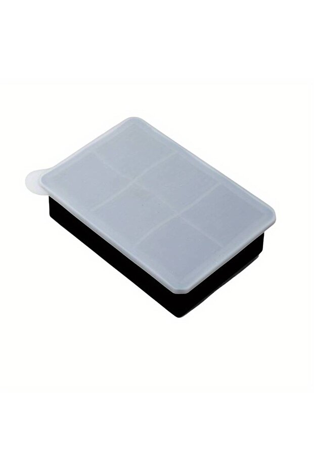 Set of 2 ice molds with lid, round and square, silicone, 6 cubes each, different sizes - 3