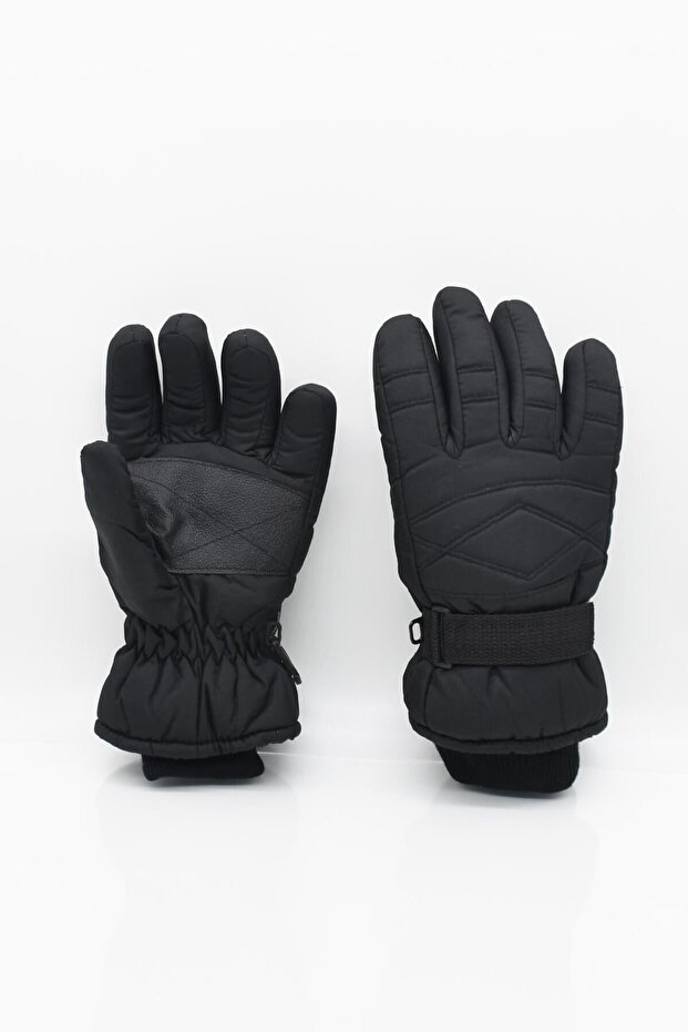 Children's Fleece Black Ski - Snow Gloves
