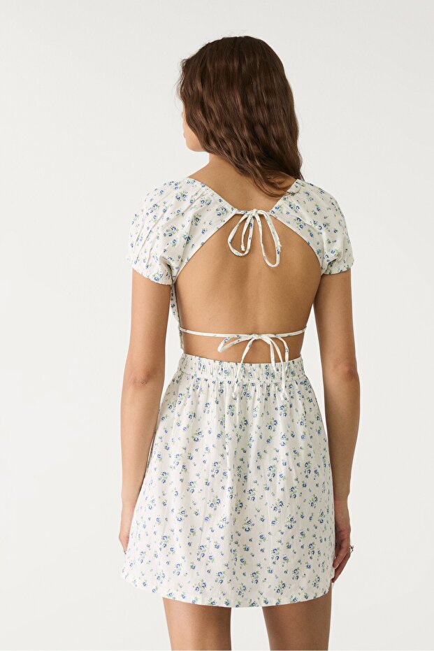 Desenli kısa elbise - 5