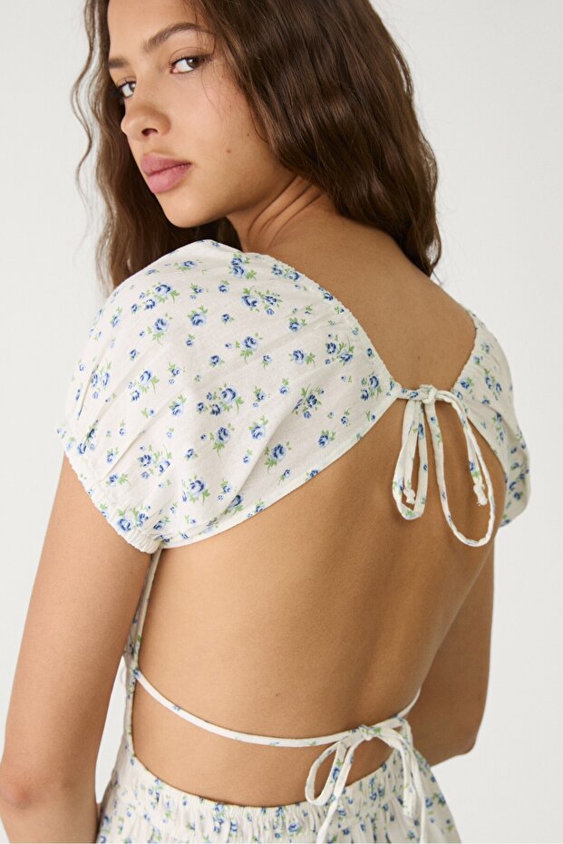 Desenli kısa elbise - 4