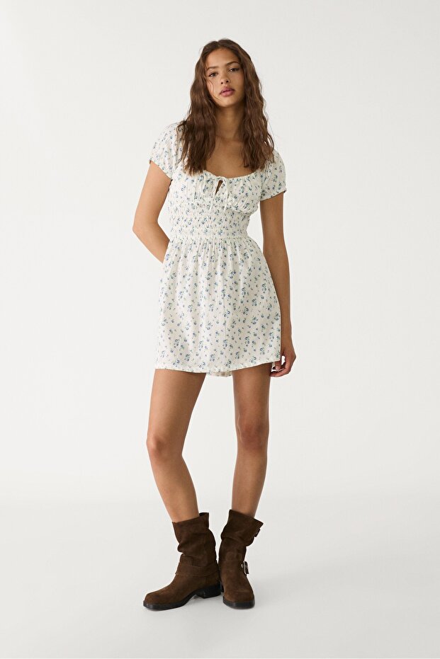 Desenli kısa elbise - 2