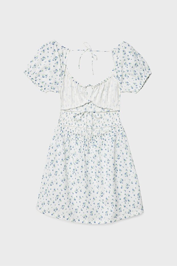 Desenli kısa elbise - 7