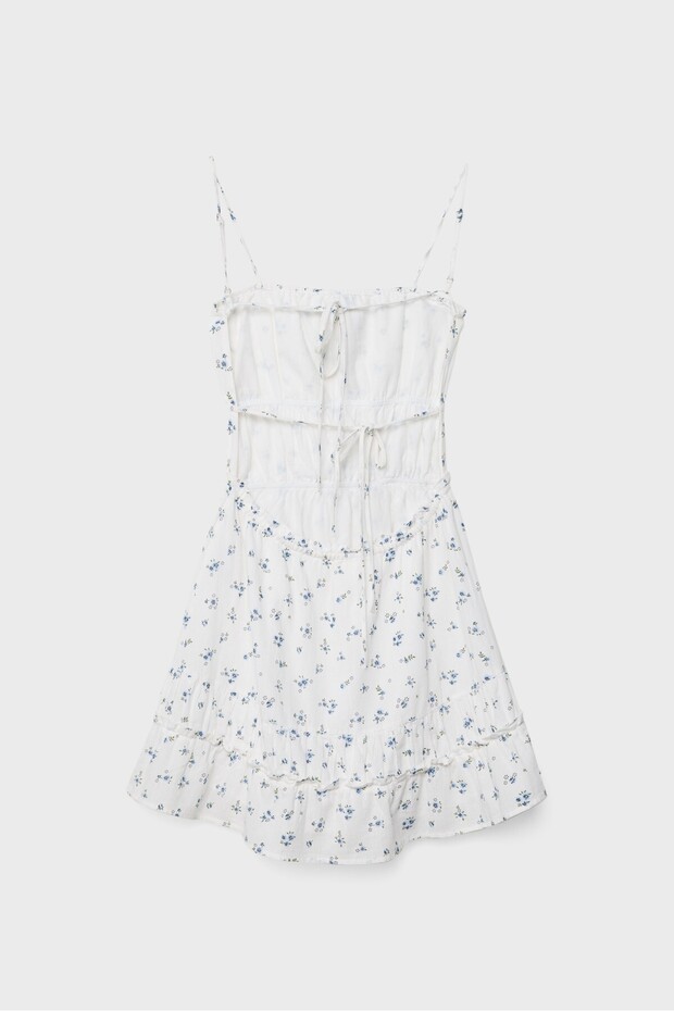 Desenli askılı elbise - 7