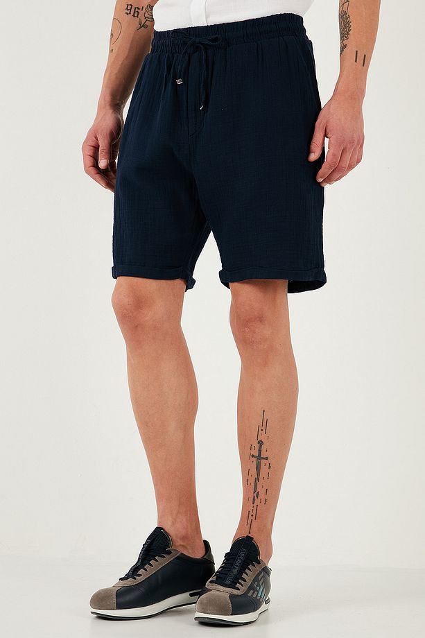 % 100 Pamuk Regular Fit Normal Bel Müslin Short Erkek Short Cf25s657802 - 4