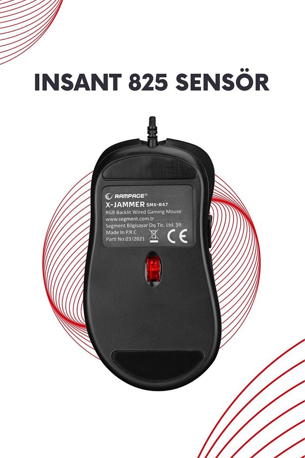 Smx-r47 X-jammer Usb Rgb Mouse Drag Click 12800 Dpi Gaming Mouse Oyuncu Mouse Makrolu Örgü Kablo - 6