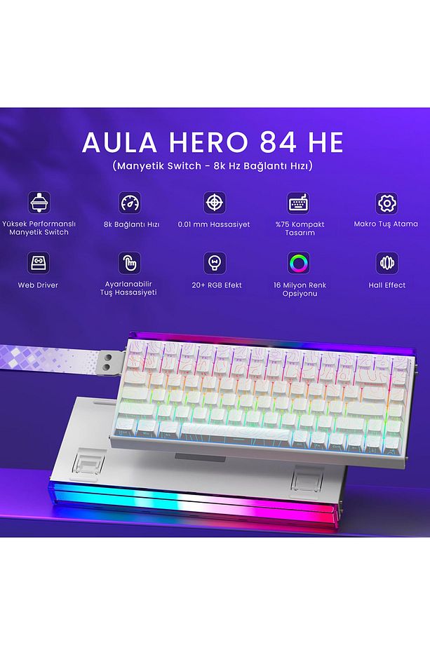 Aula Hero 84 HE Manyetik Switch 8k Hz Klavye - 4