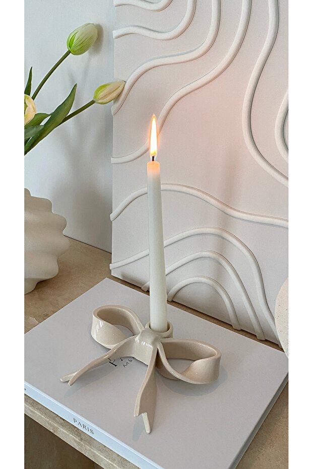 Kurdele Formunda Seramik Şamdan - 4