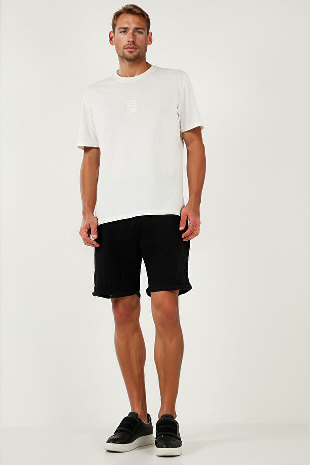 100% Cotton Regular Fit Normal Waist Muslin Short Men's Short Cf25S657802