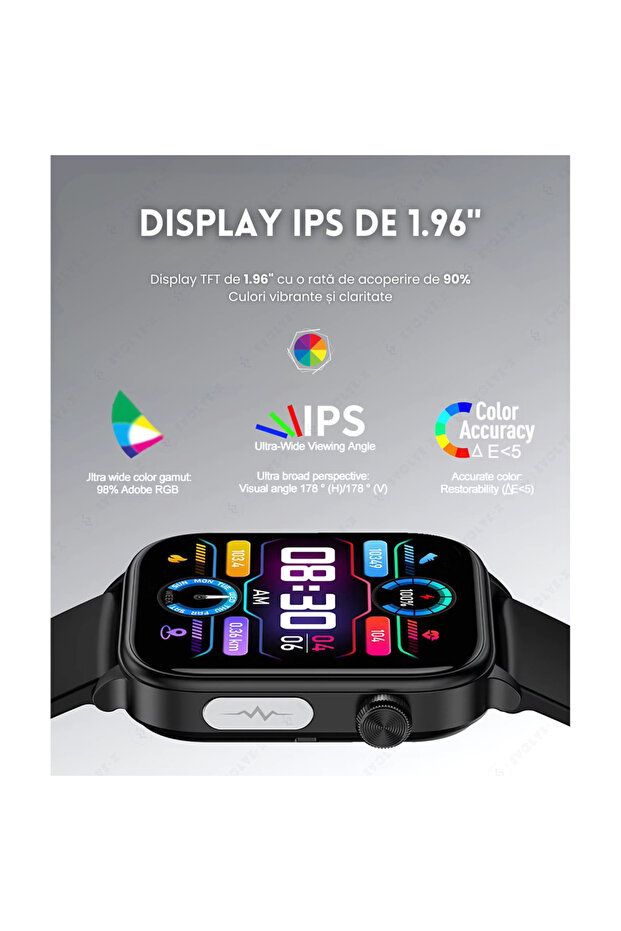 Ceas inteligent Evolve-x® EvoPulse PRO, 1.96", Negru - 3