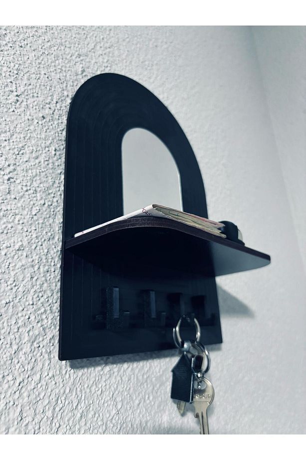 Minimal Dekoratif Ahşap Anahtarlık ve Duvar Rafı, Anahtarlık Askılığı, Duvar Rafı - 5