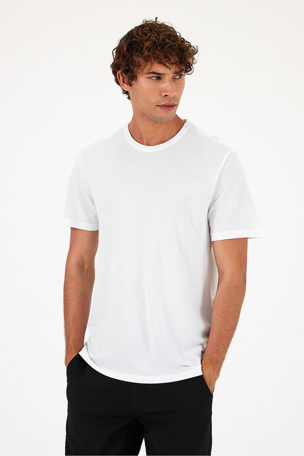 Ken Bisiklet Yaka Regular Fit Pike Basic Tişört - BEYAZ - 7