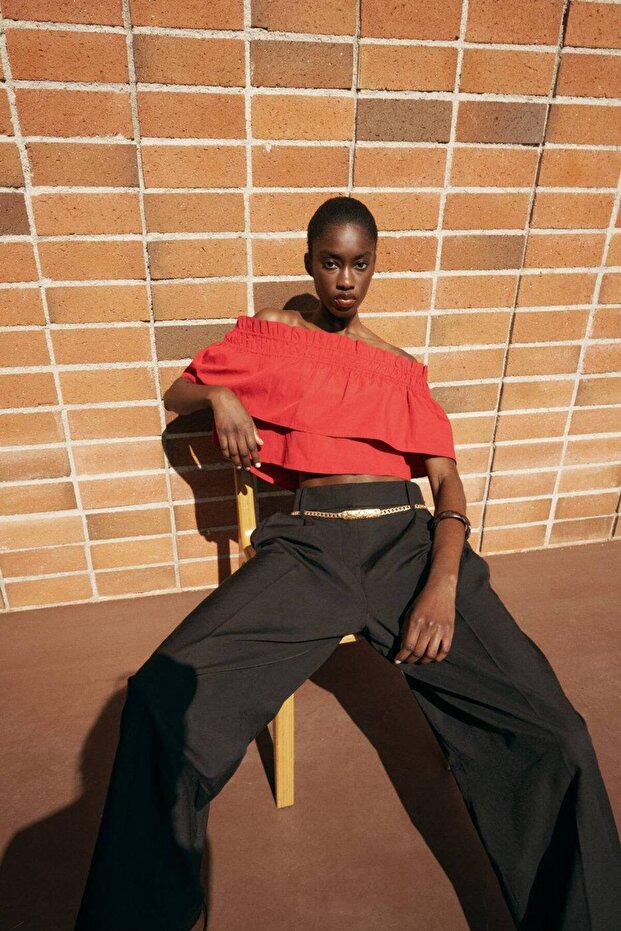 Volanlı straplez üst - 8