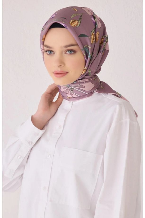Tivil İpek Eşarp 4037-32 Lila Karışık Desen - 1