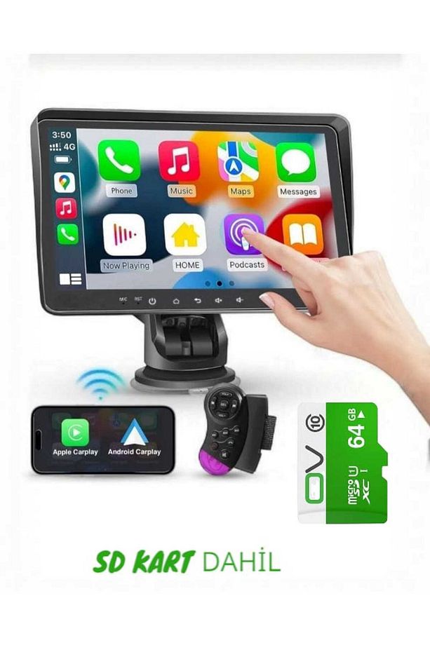 7"taşınabilir Kablosuz Apple Carplay Ekran Yansıtma Android Auto Android Car Play Araba Ekranı - 1