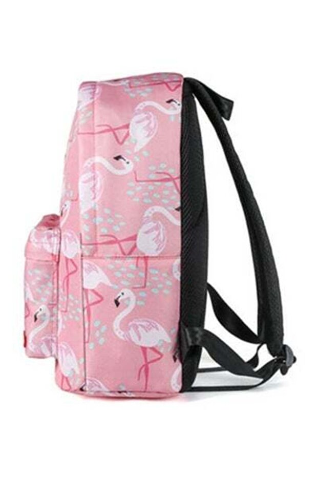 حقيبة ظهر مطبوعة بنقشة طائر الفلامنغو، وردي/أسود - 2
