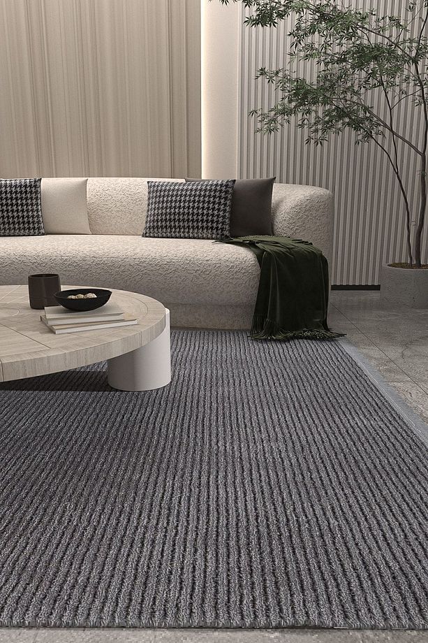 Vetrina 3604 Antrasit Yumuşak Doku Halı Kilim Salon Mutfak Koridor Kesme Yolluk Dokuma Makine Halısı - 1