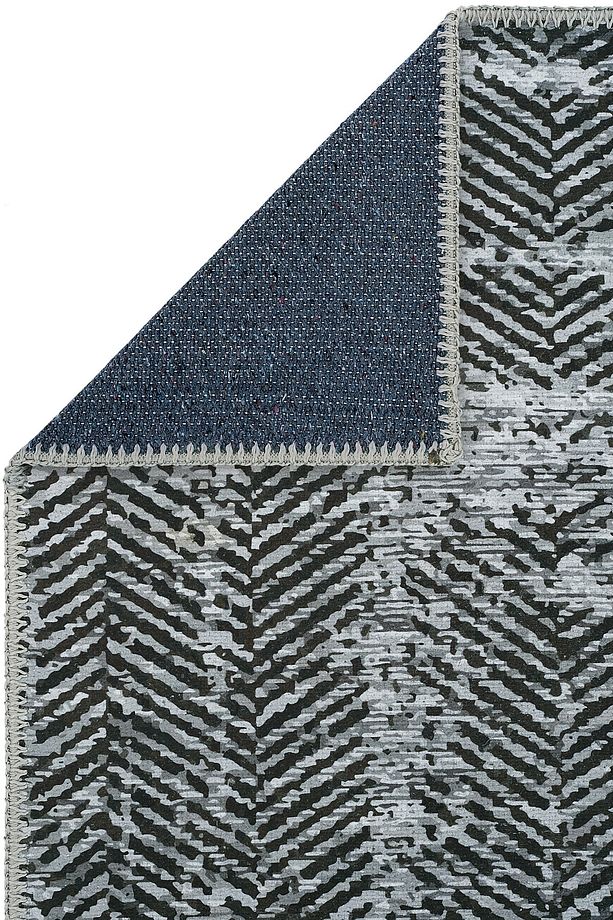 Lumina Antrasit Zigzag Desen Modern Spor Halı Yıkanabilir Şönil Oturma Odası Salon Balkon Halısı - 5