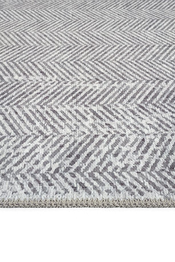 Lumina Gri Zigzag Desen Modern Spor Halı Yıkanabilir Dokuma Şönil Oturma Odası Salon Balkon Halısı - 7
