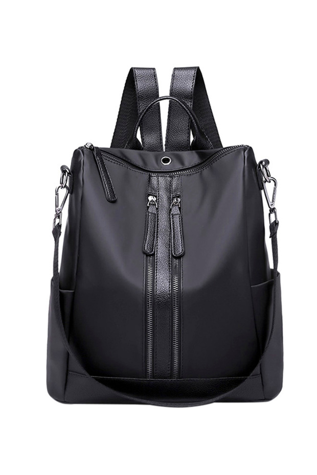 حقيبة ظهر بسحاب للإغلاق باللون الأسود - 1