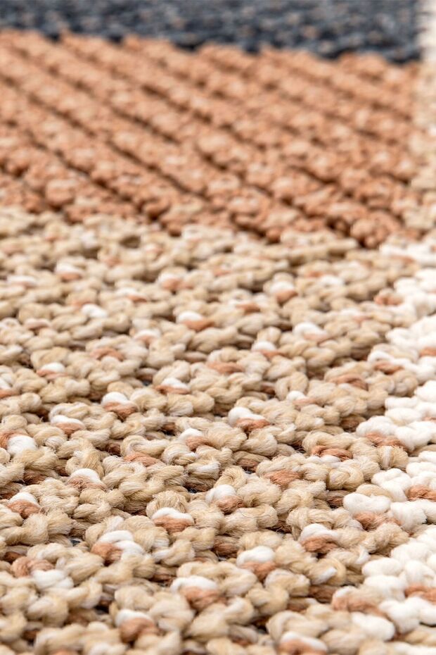 Bress 1406 Sarı Kolay Temizlenen Hav Toz Vermez Hasır Dokulu Örgü Desen Yuvarlak Halı - 6