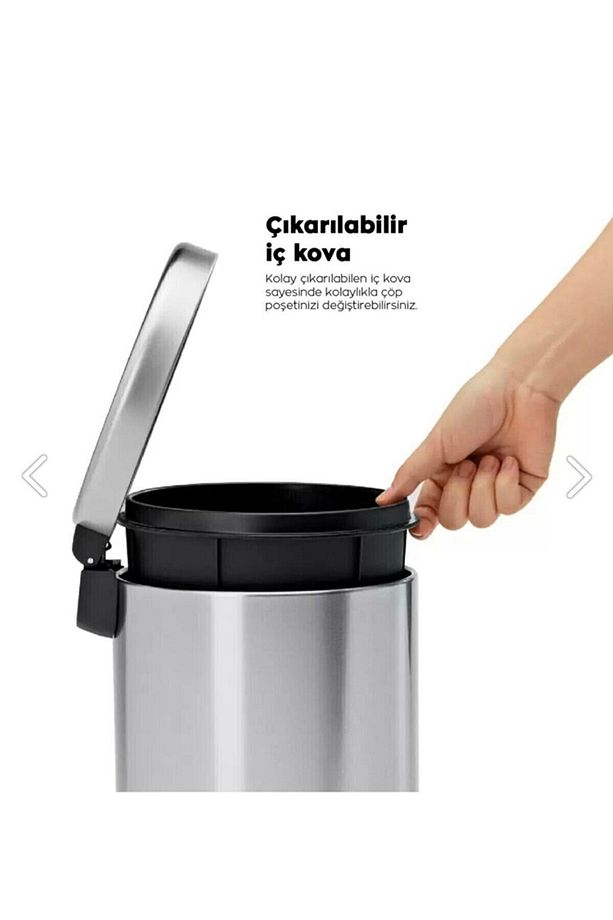 3lt Krom 2'li Banyo Seti Pedallı Çöp Kovası Wc Klozet Tuvalet Fırça Seti Banyo Çöp Kovası - 2