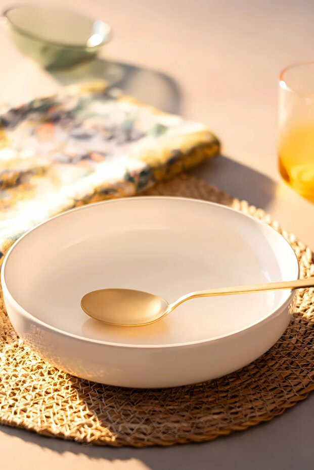 Modern Cream 20 cm Small Size Cream Porcelain Bowl Salad Bowl Presentation Service
