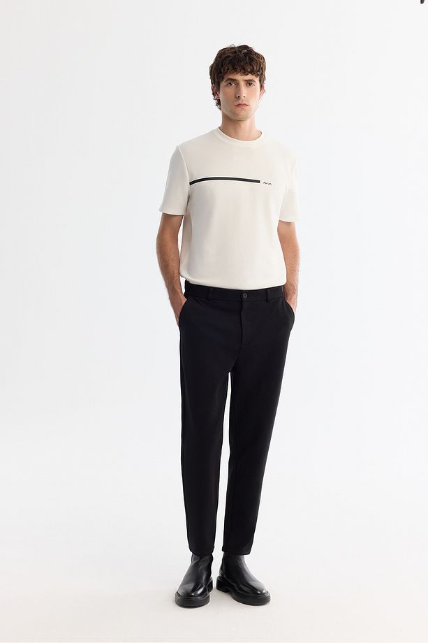 Erkek Siyah Carrot Fit Diyagonal Desenli Örme Pantolon A42y3061 - 2