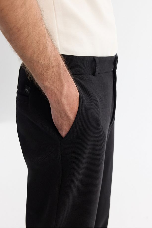 Erkek Siyah Carrot Fit Diyagonal Desenli Örme Pantolon A42y3061 - 6