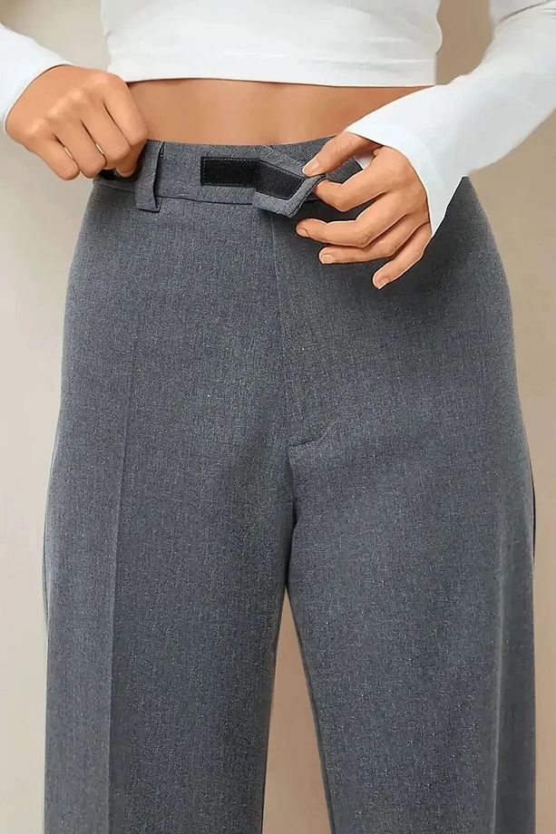 Yüksek Bel Cırtcırtlı Düz Paça Pantolon - 2