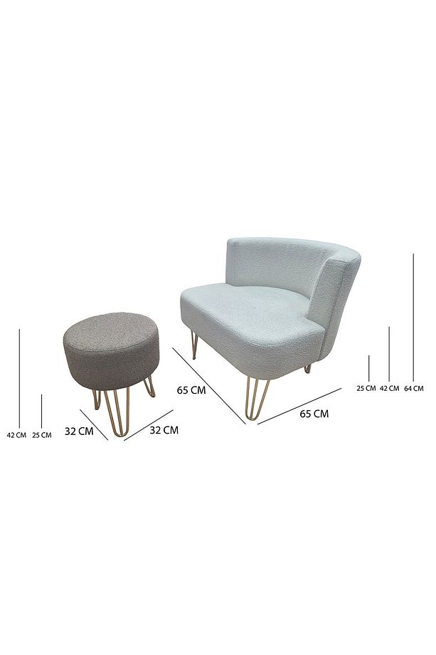 Elegance 2'li Çay Seti Berjer Ve Puf Takımı - 5