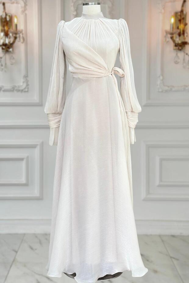 Efruz Abiye Elbise Krem - 1