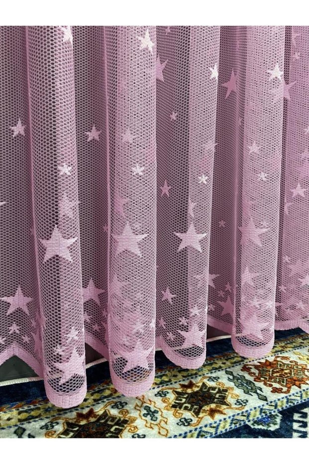 Pink Star Tulle Curtain Girl's Room Tulle Curtain Powder Baby Curtain Pleated