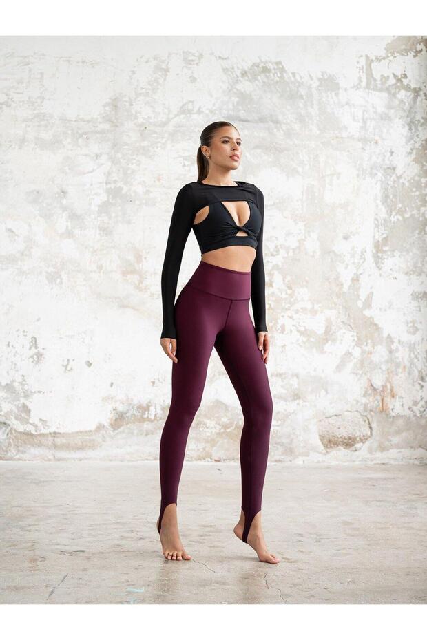 Mürdüm Topuktan Geçmeli Tayt - 2