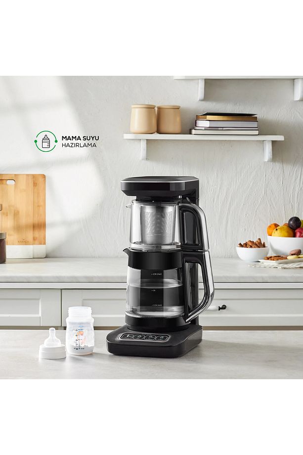 Wİ-Fİ PRO Android-İOS Uyumlu Çaysever 4 in 1 Konuşan Cam Çay ve Filtre Kahve Makinesi 2500W - 4