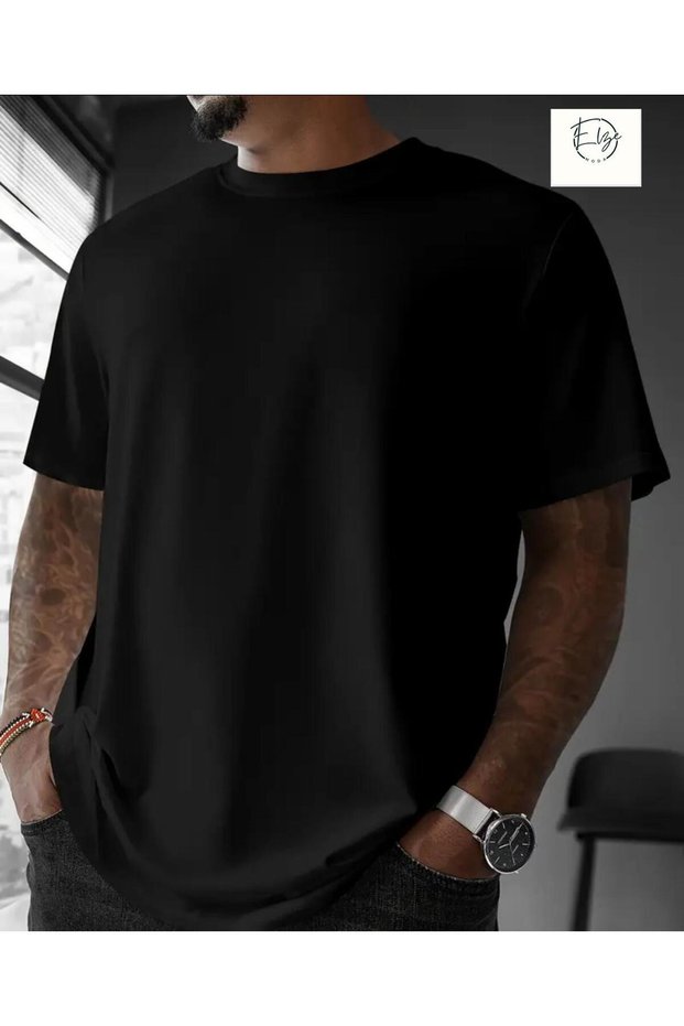 Fashion Unisex Oversize Wide Cut 100% Cotton Soft Textured Basic Crew Neck T-Shirt