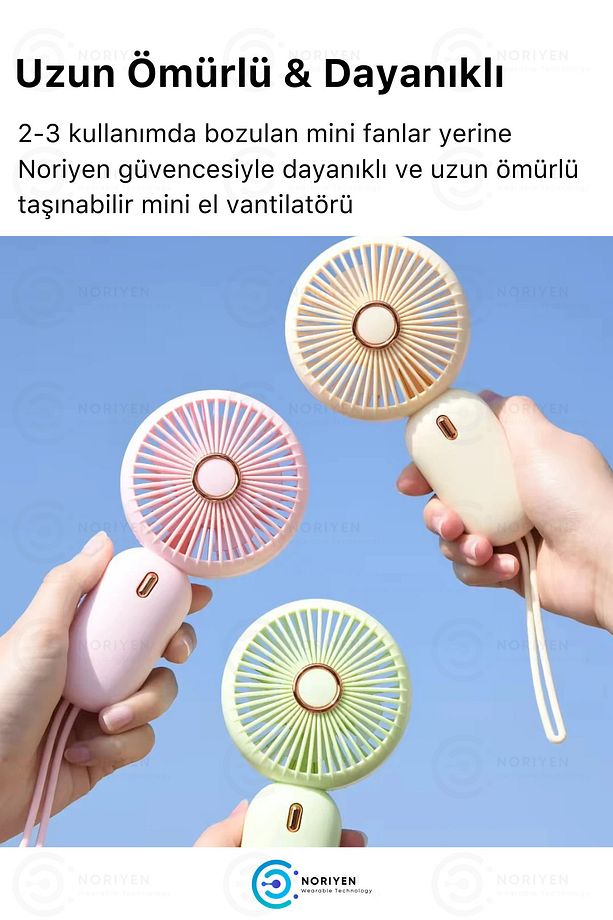 2025 Yeni Model Şarjlı Mini El Fanı 3 Kademe Soğutucu Taşınabilir İpli Küçük ve Güçlü Vantilatör - 5