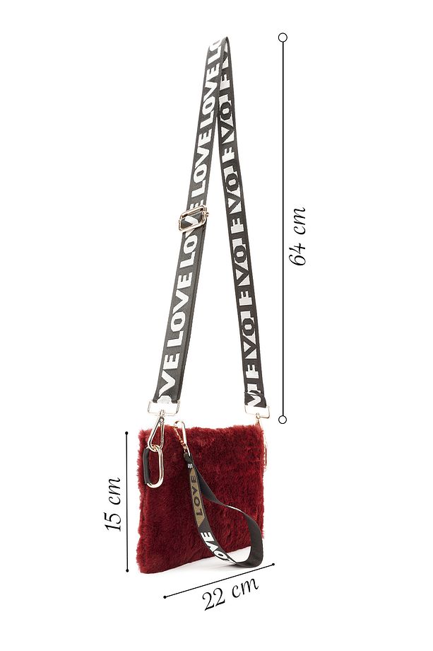 Kadın Bordo Uzun Askılı Peluş Portföy Çanta 24WBD2200PH - 2