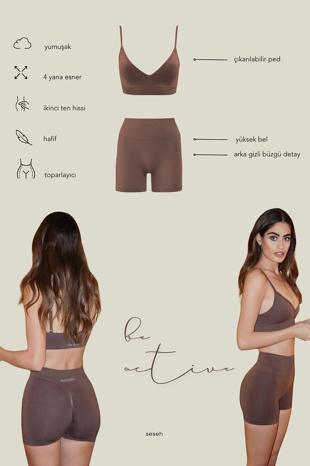 Solis Mocha Kahve Seamless Spor Biker Şort - 7