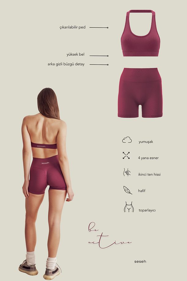 Solis Vişne Seamless Spor Biker Şort - 6