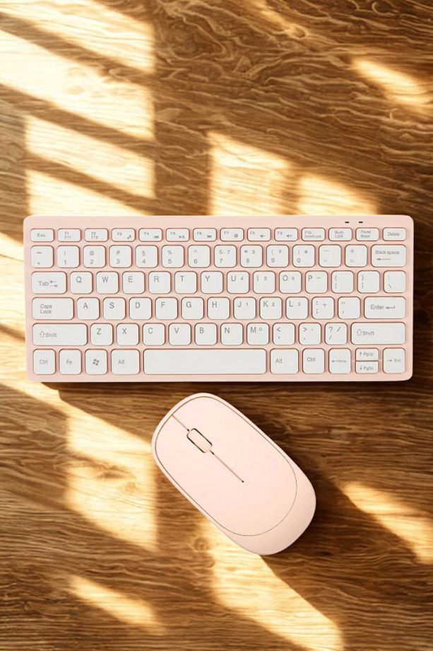 Ultra Slim Tv Pc Mobile Tablet Uyumlu Kablosuz Q Klavye Mouse Seti 2.4 Ghz Wireless Set Pembe - 2