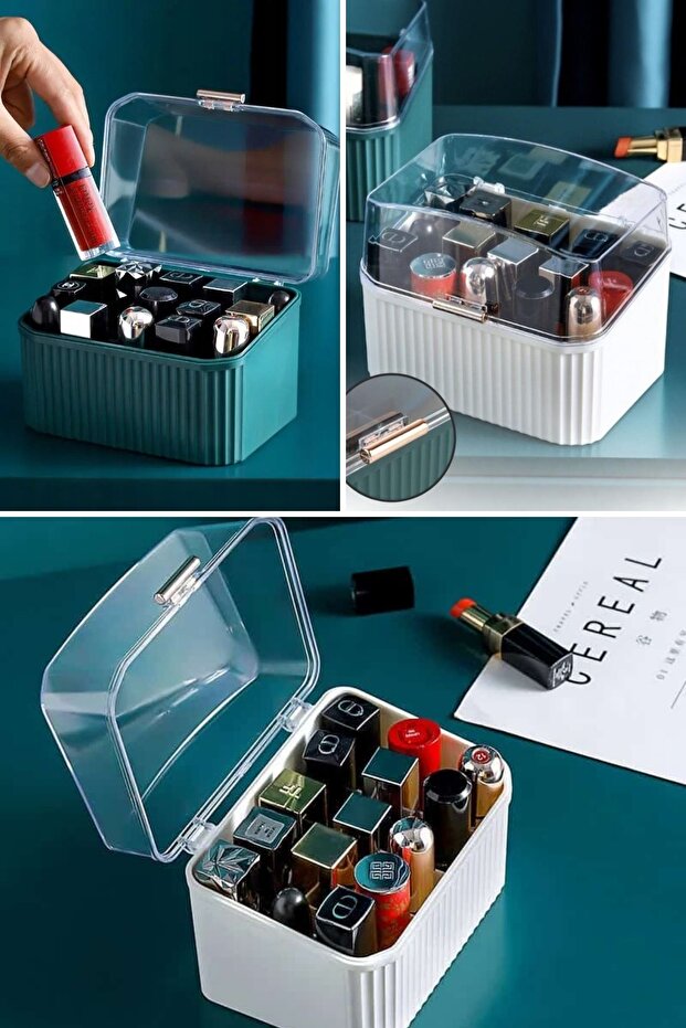 House by House 15 Compartment Nail Polish and Lipstick Organizer with Lid