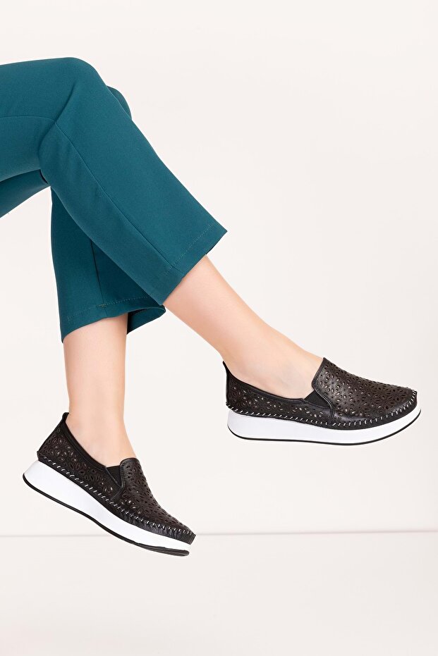 Genuine Leather Comfortable Summer Shoes Kla.15 Black