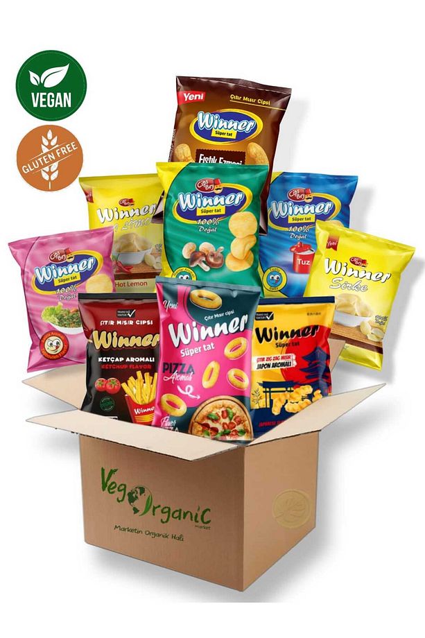 Vegan Ve Glutensiz Içerikli TANIŞMA PAKETİ 9 Farklı Aromalı Patates ve Mısır Cips 300GR - 1
