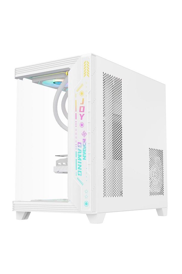 JOY gaming argb ön panel 7x argb fan atx beyaz akvaryum bilgisayar kasası - 4